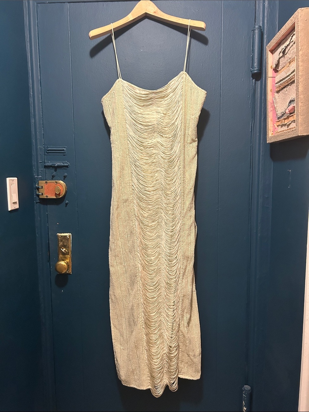 ASOS Cream Ruched Maxi Knit Dress